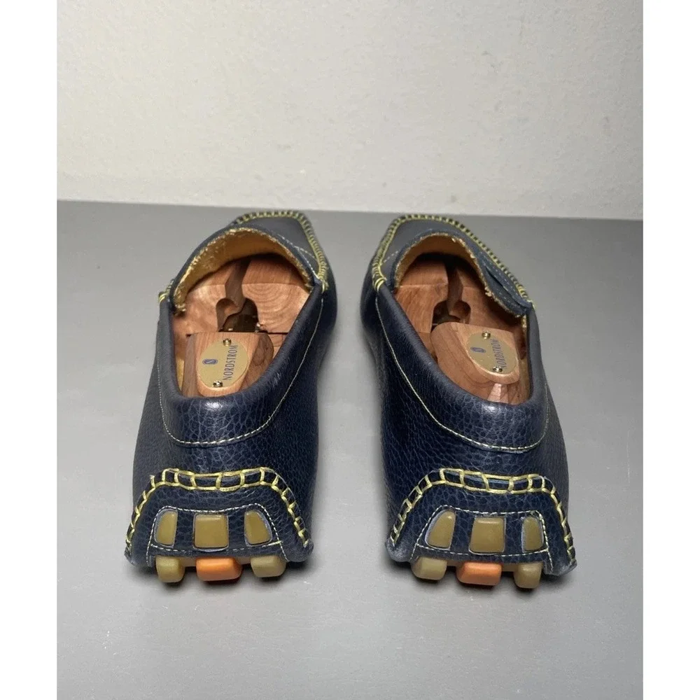 DONALD J PLINER DRIVING SHOES MENS NAVY BLUE STITCHING VINISP MOCCASIN SIZE 11
